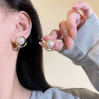 Earring Stud Super Fairy Temperament Simple Circle Geometric HXEA1085