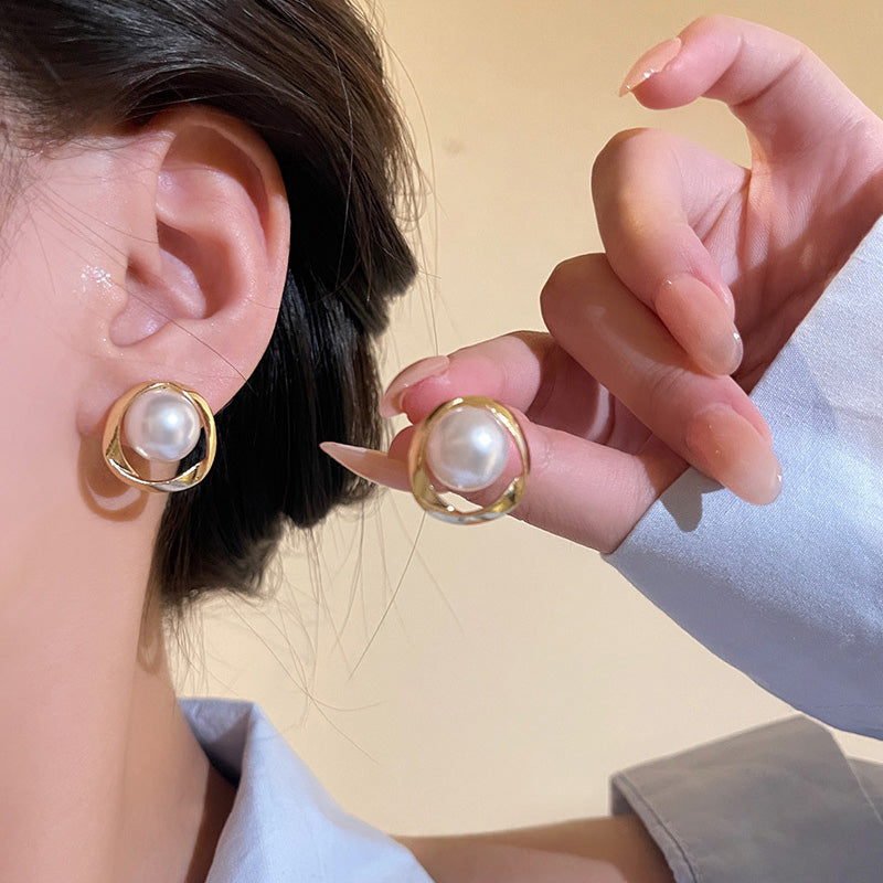 Earring Stud Super Fairy Temperament Simple Circle Geometric HXEA1085