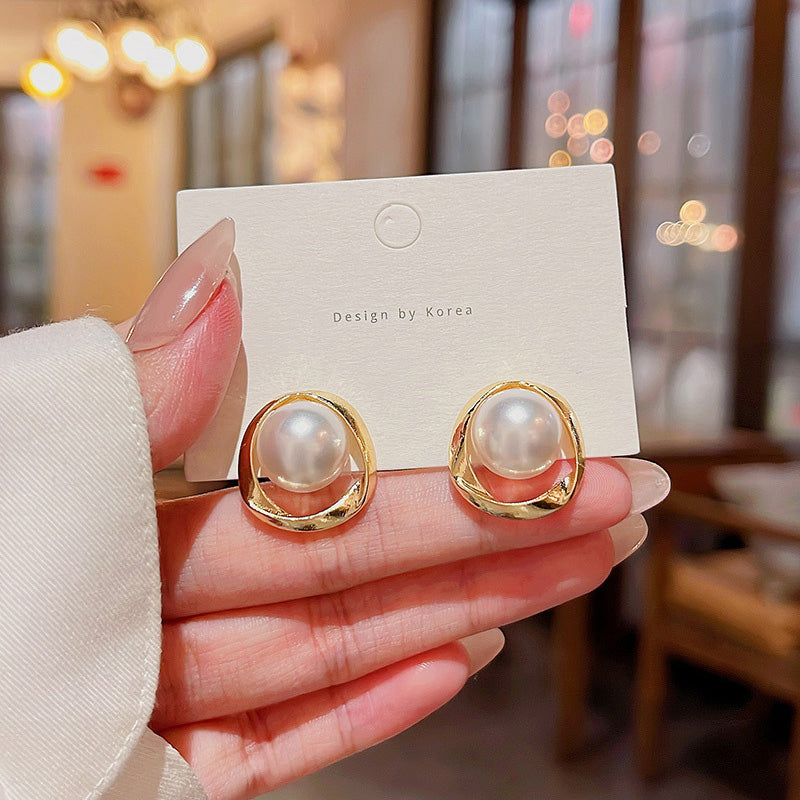 Earring Stud Super Fairy Temperament Simple Circle Geometric HXEA1085