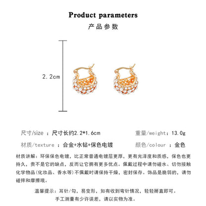 Earring Huggie Super Flash Full Diamond Buckle Water Drop HXEA1102