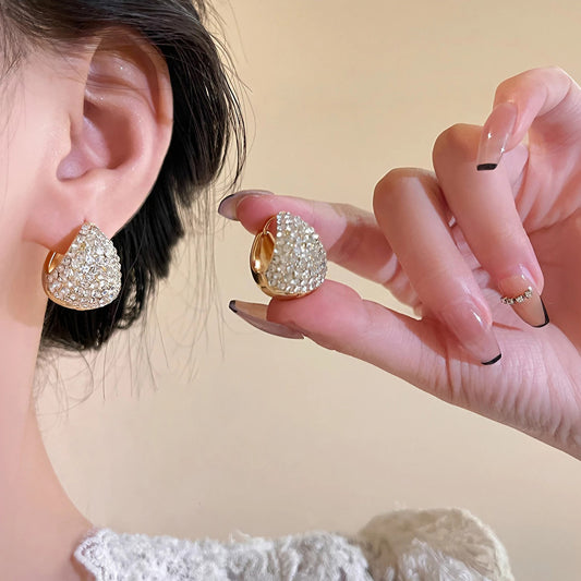 Earring Hoop Huggie Sparkle Diamond Shaped HXEA1103