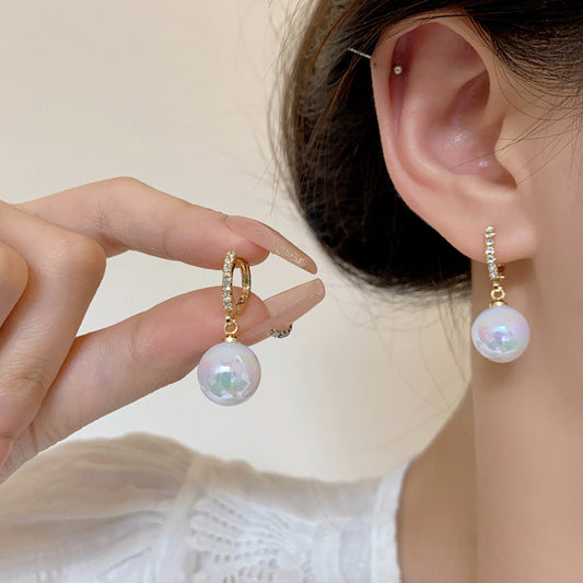 Earring Hoop Huggie Niche Mermaid Color Pearl HXEA1113