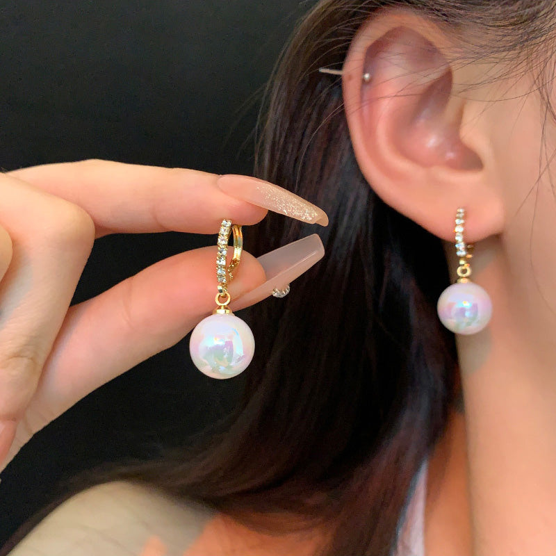 Earring Hoop Huggie Niche Mermaid Color Pearl HXEA1113