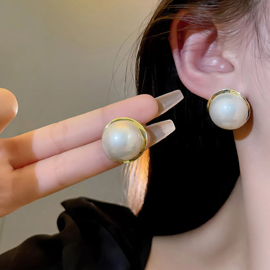 Earring Stud Versatile Exaggerated Pearl HXEA1173