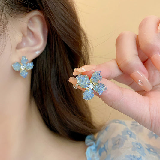 Earring Stud Exquisite High End Gradient Crystal Flower HXEA1213