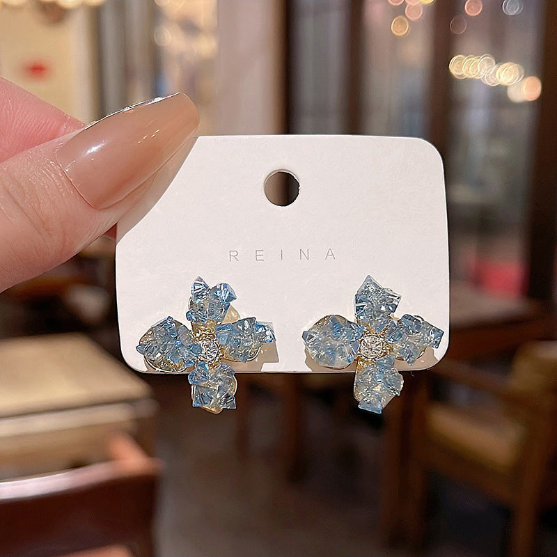 Earring Stud Exquisite High End Gradient Crystal Flower HXEA1213