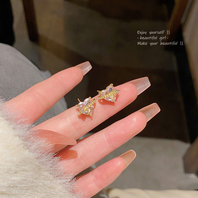 Earring Stud Exquisite Pink Love Zircon HXEA1238
