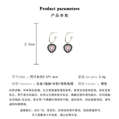 Earring Hoop Sweet Cool Hot Girl Wind Drop Glaze Love HXEA1242