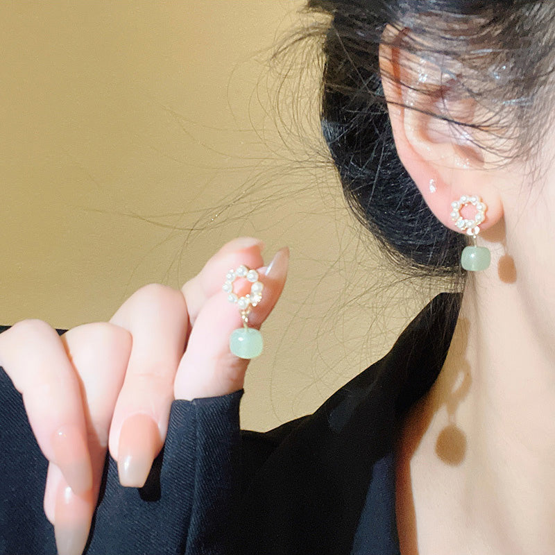 Earring Stud Pearl Versatile Temperament Imitation Chalcedony HXEA1266