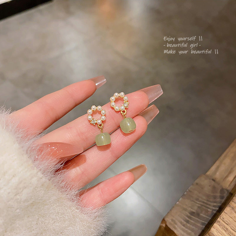 Earring Stud Pearl Versatile Temperament Imitation Chalcedony HXEA1266