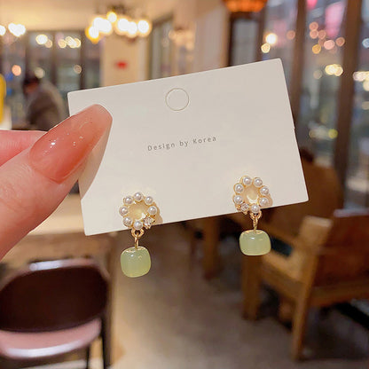 Earring Stud Pearl Versatile Temperament Imitation Chalcedony HXEA1266