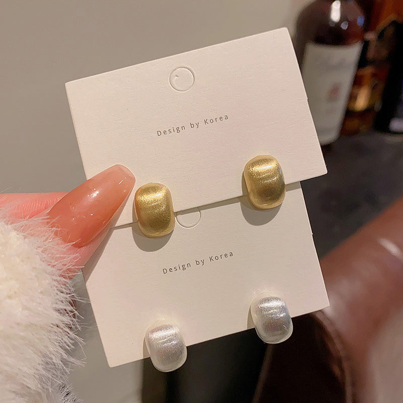 Earring Stud Frosted Brush Bean HXEA1326