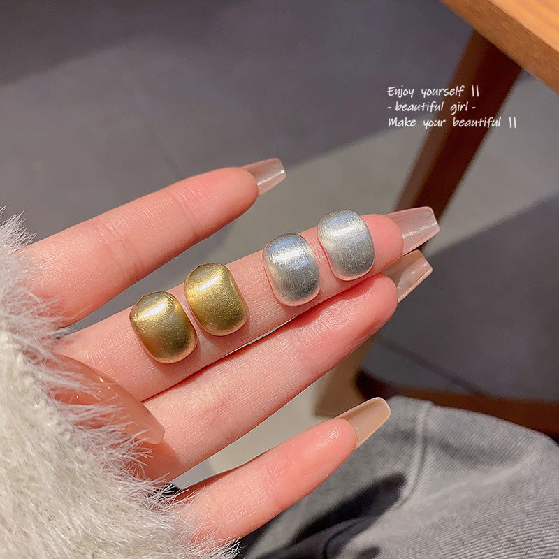 Earring Stud Frosted Brush Bean HXEA1326