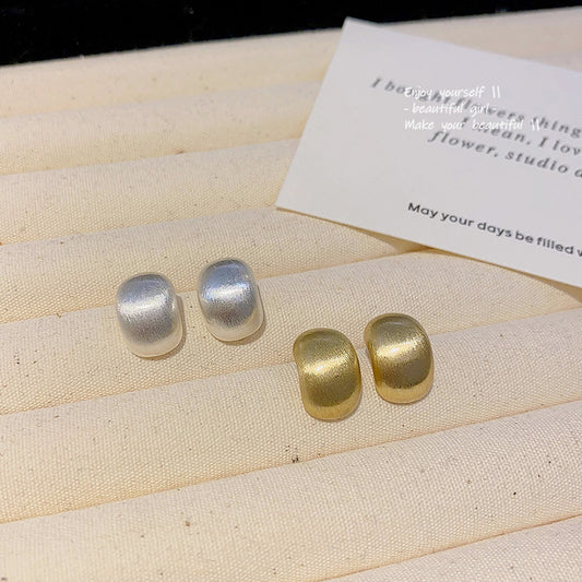 Earring Stud Frosted Brush Bean HXEA1326