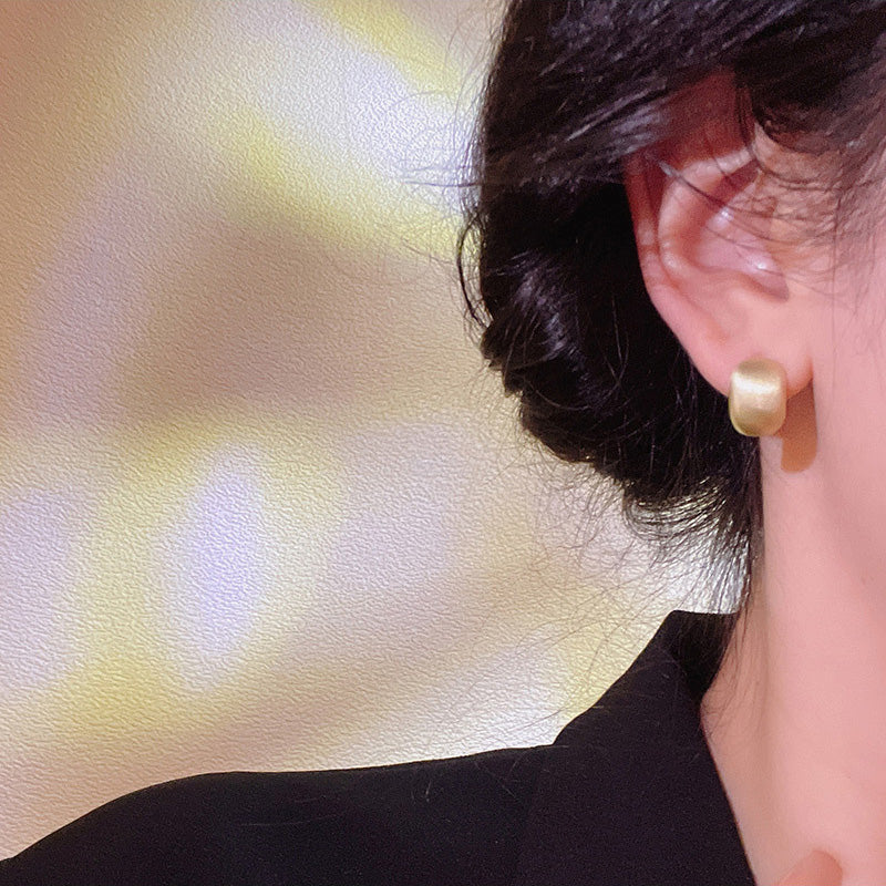 Earring Stud Frosted Brush Bean HXEA1326