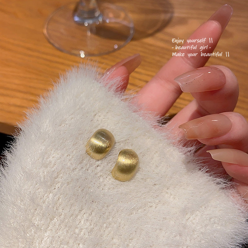 Earring Stud Frosted Brush Bean HXEA1326