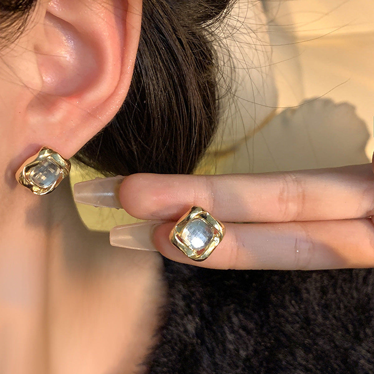 Earring Stud Luxury Niche Zircon Geometric HXEA1344