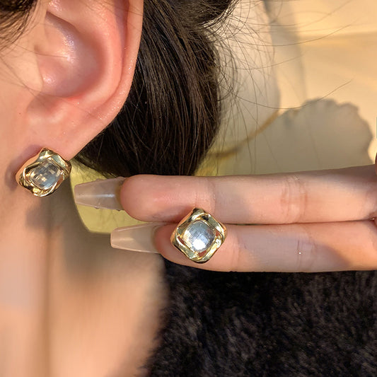 Earring Stud Luxury Niche Zircon Geometric HXEA1344