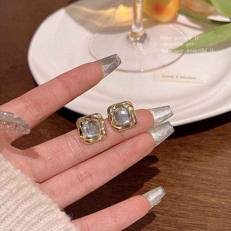 Earring Stud Luxury Niche Zircon Geometric HXEA1344