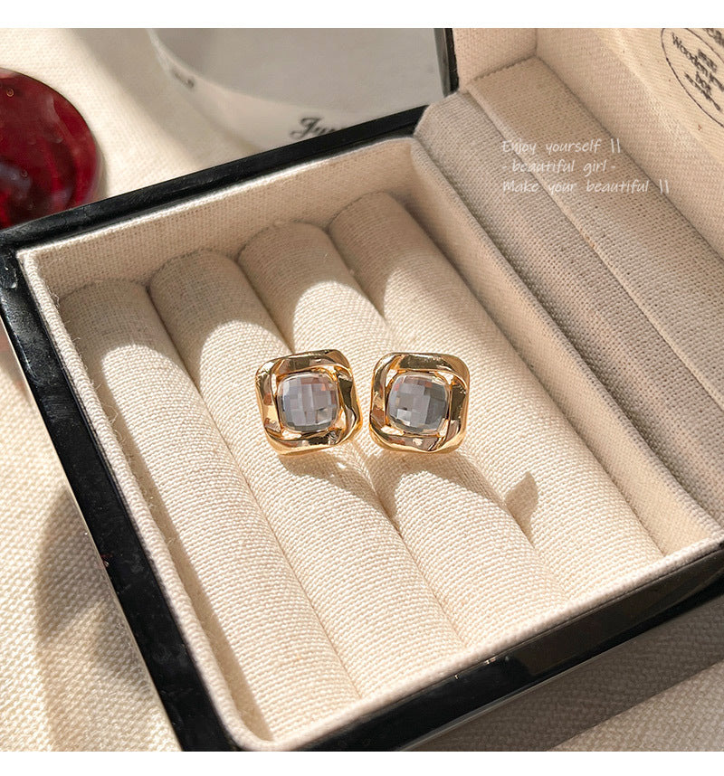 Earring Stud Luxury Niche Zircon Geometric HXEA1344