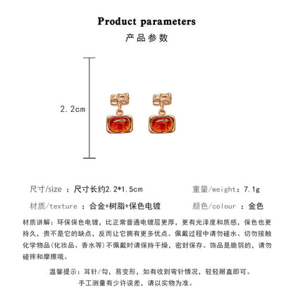 Earring Stud Amber Geometric HXEA1352