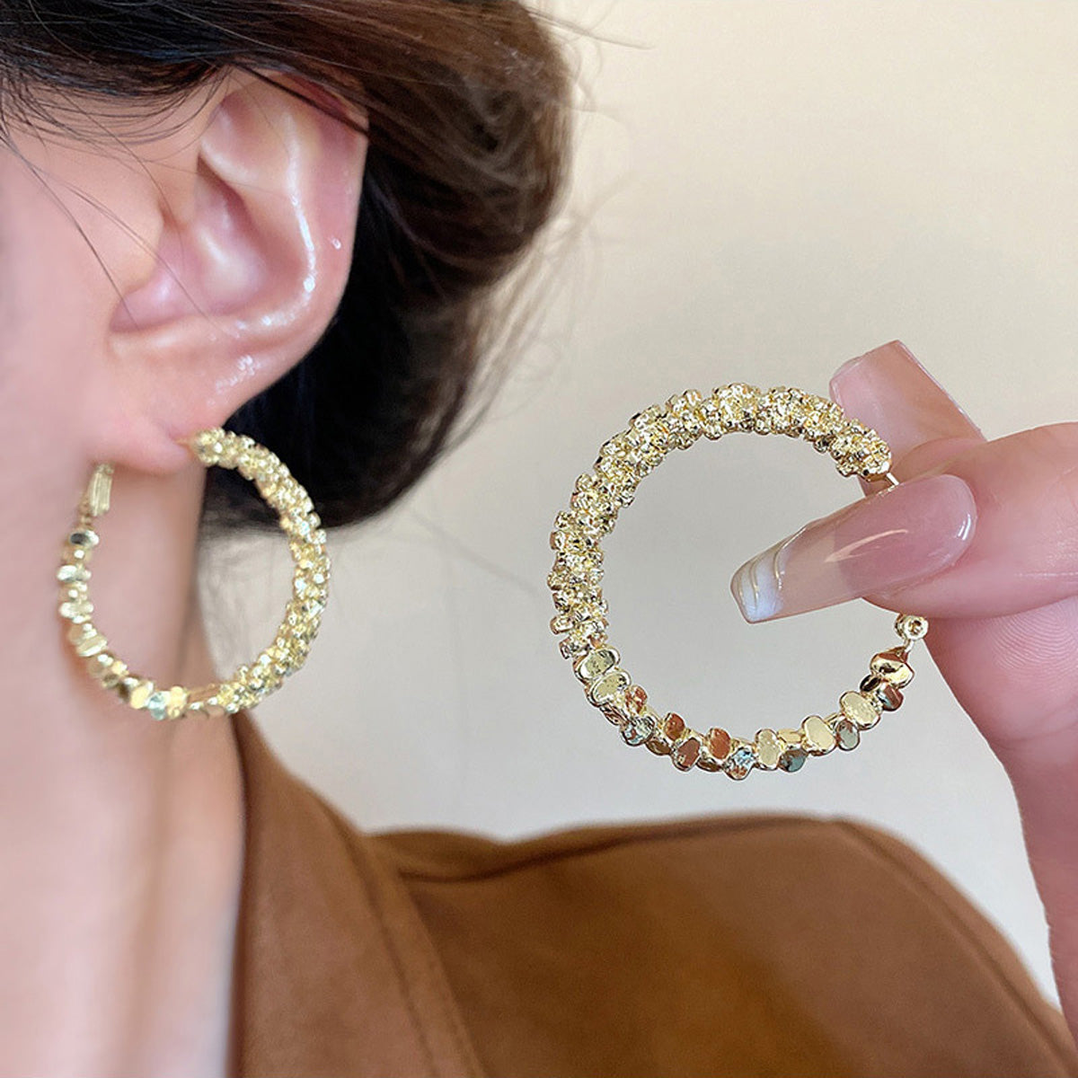 Earring Hoop Light Luxury Niche Exaggerated Circle HXEA1419