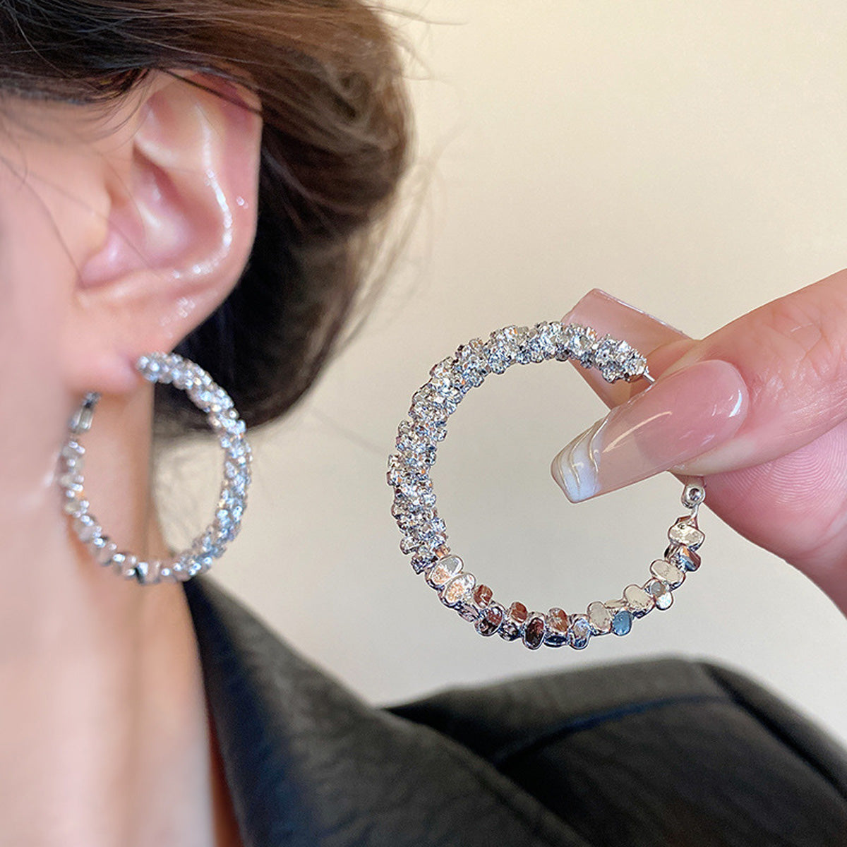 Earring Hoop Light Luxury Niche Exaggerated Circle HXEA1419