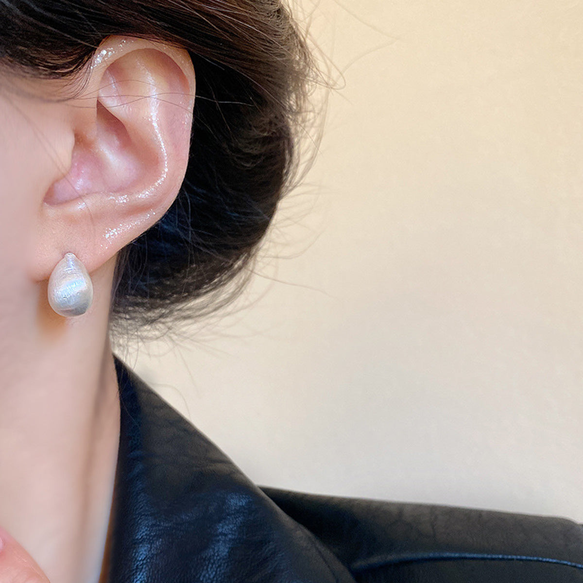 Earring Stud Frosted Brushed Bean Water Drop Shaped HXEA1426
