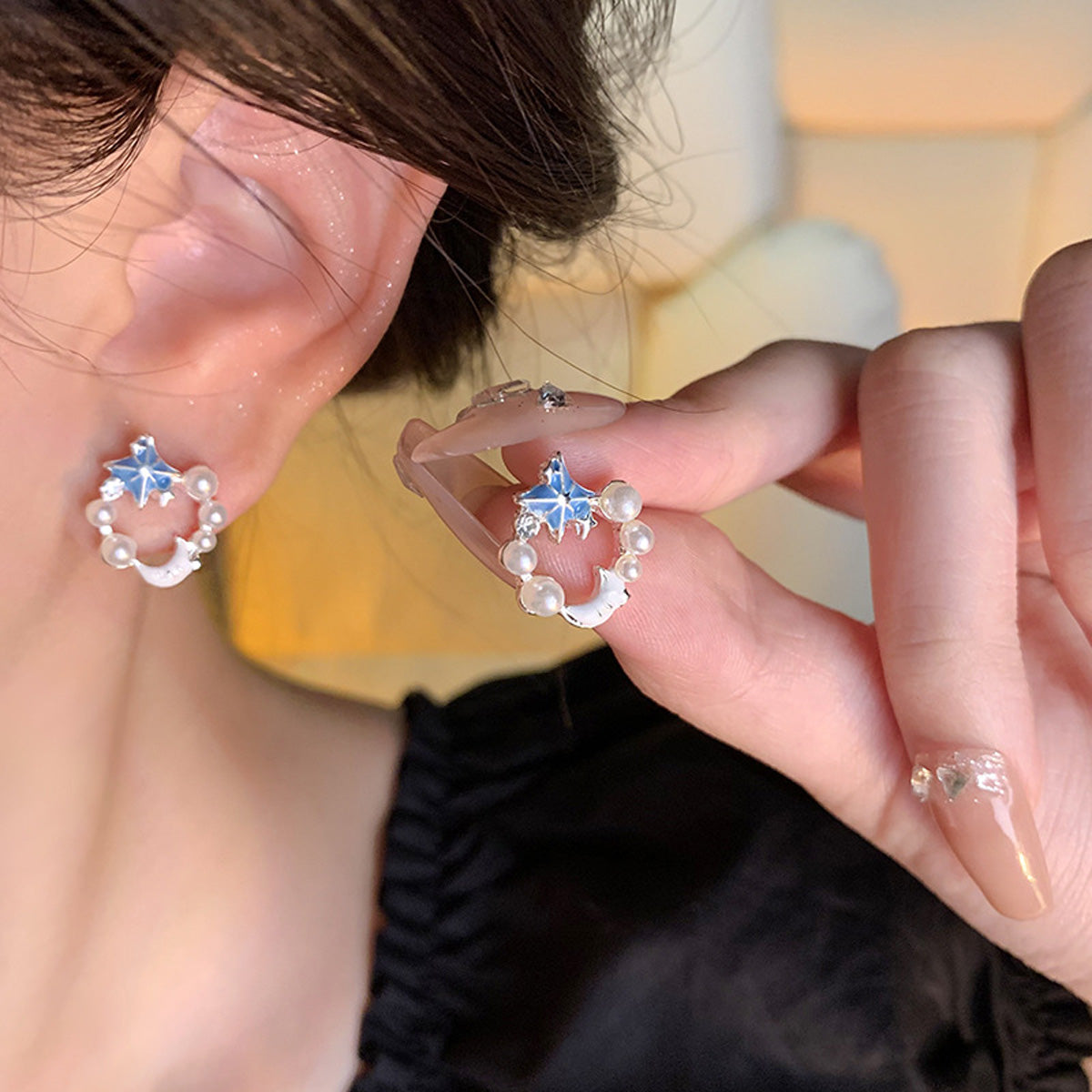 Earring Stud Fresh Elegant Starfish Shell Galaxy Moon HXEA1486 HXEA1780