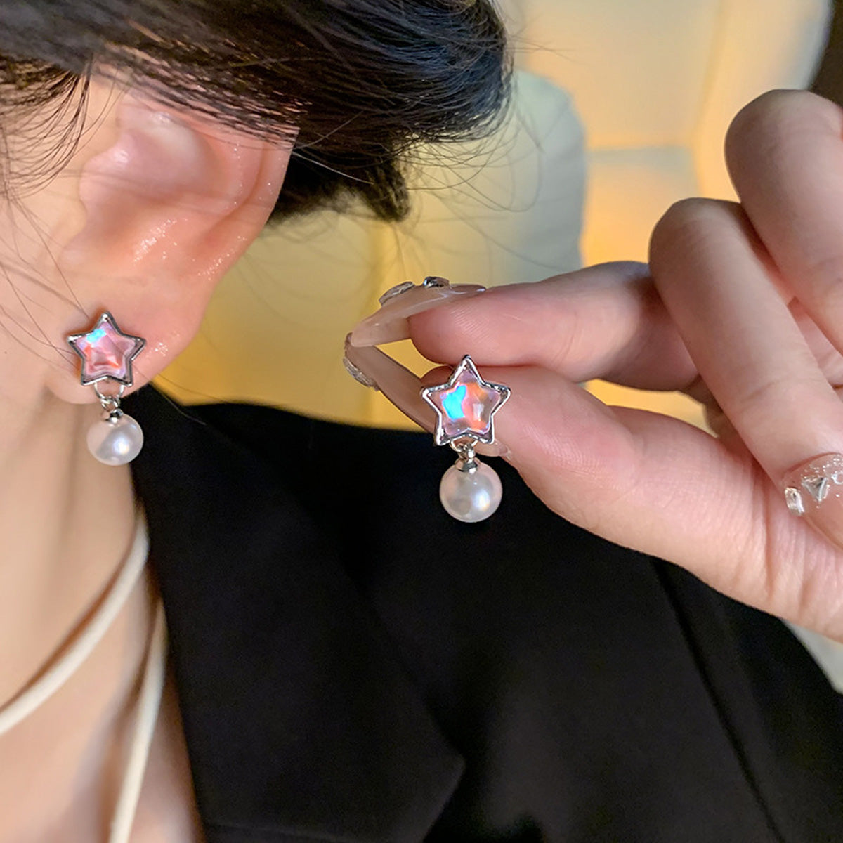 Earring Stud Luxury Niche Gradient Star HXEA1526