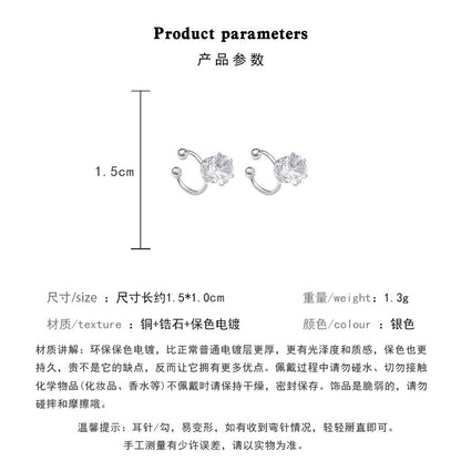 Earring Clip Niche Simple Zircon HXEA1540