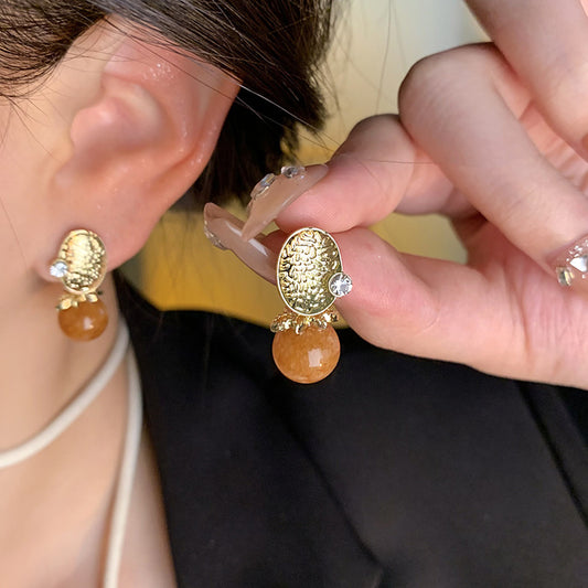 Earring Stud Retro Amber HXEA1602