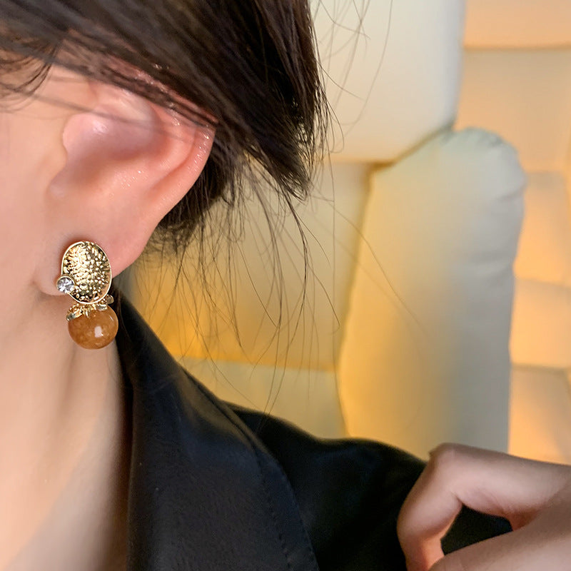 Earring Stud Retro Amber HXEA1602
