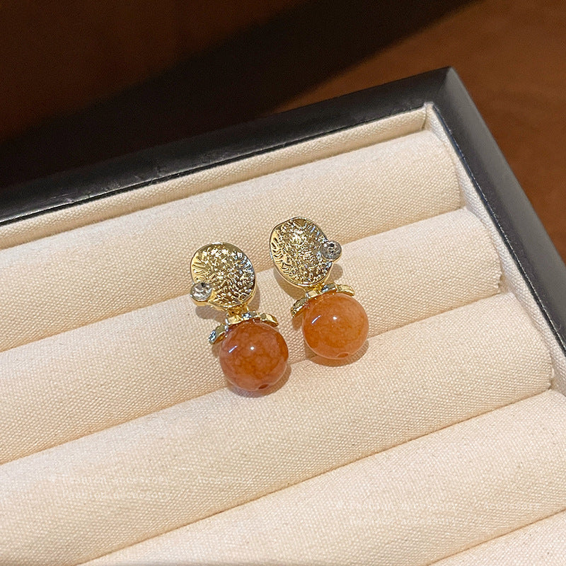 Earring Stud Retro Amber HXEA1602