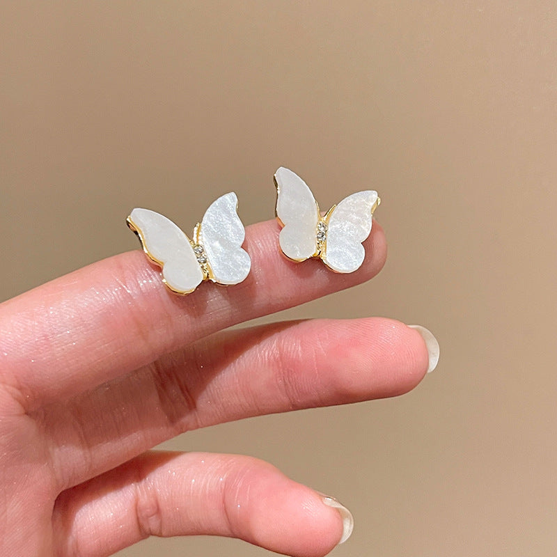 Earring Stud Niche Simple Pearl Butterfly HXEA1629
