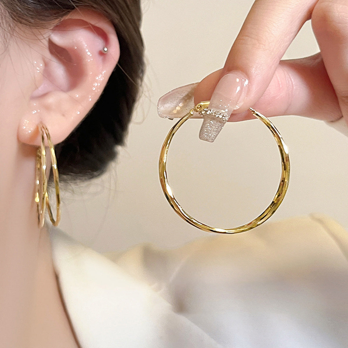 Earring Hoop Exaggerated Temperament Big Circle Double Layer HXEA1634