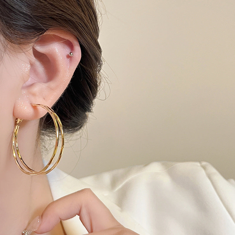 Earring Hoop Exaggerated Temperament Big Circle Double Layer HXEA1634