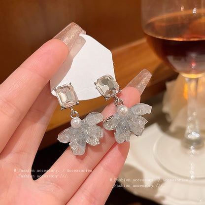 Earring Summer Fresh Blue Crystal Diamond Flower HXEA1639