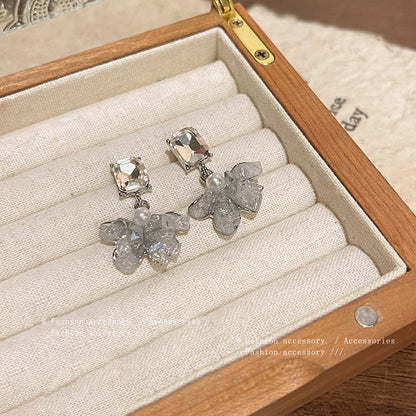 Earring Summer Fresh Blue Crystal Diamond Flower HXEA1639