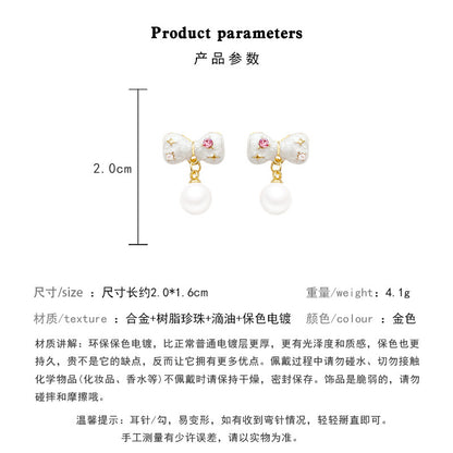 Earring Stud Small Fresh Bow Ins Trend Advanced Design Purple Zircon HXEA1672