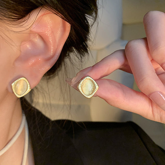 Earring Stud Luxury Niche Simple Temperament Cat's Eye Stone HXEA1698