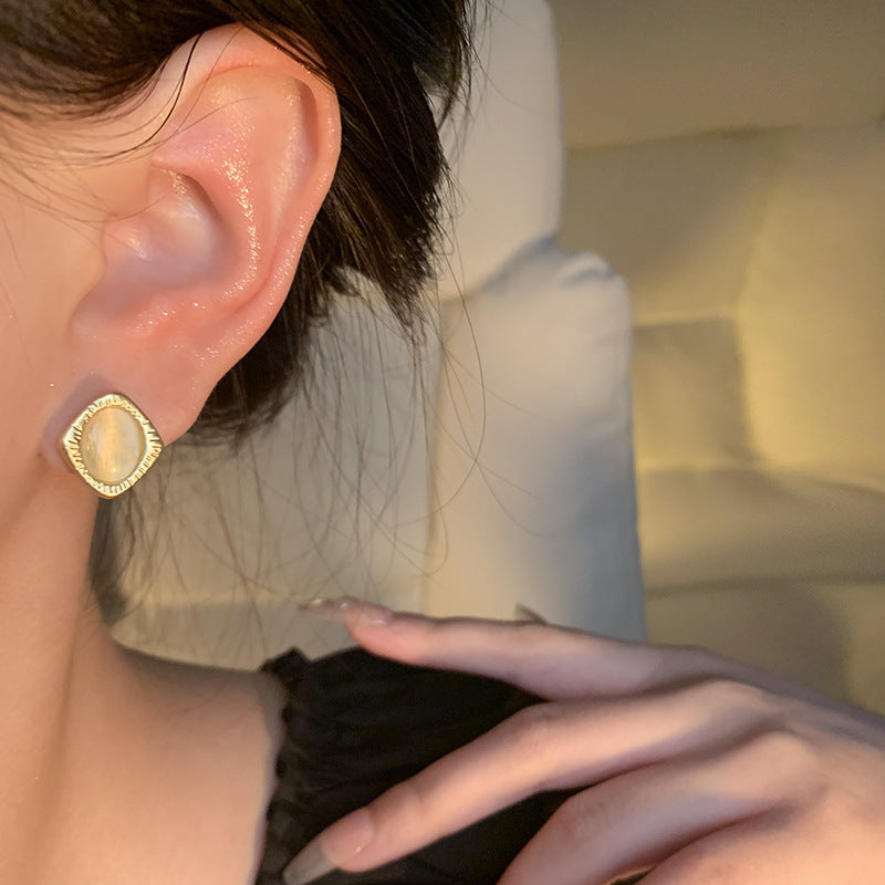 Earring Stud Luxury Niche Simple Temperament Cat's Eye Stone HXEA1698