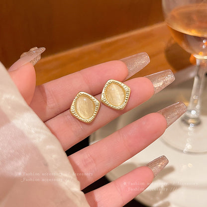 Earring Stud Luxury Niche Simple Temperament Cat's Eye Stone HXEA1698
