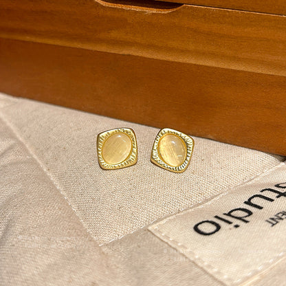 Earring Stud Luxury Niche Simple Temperament Cat's Eye Stone HXEA1698