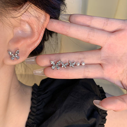 Earring Set Zircon Butterfly Pearl HXEA1716