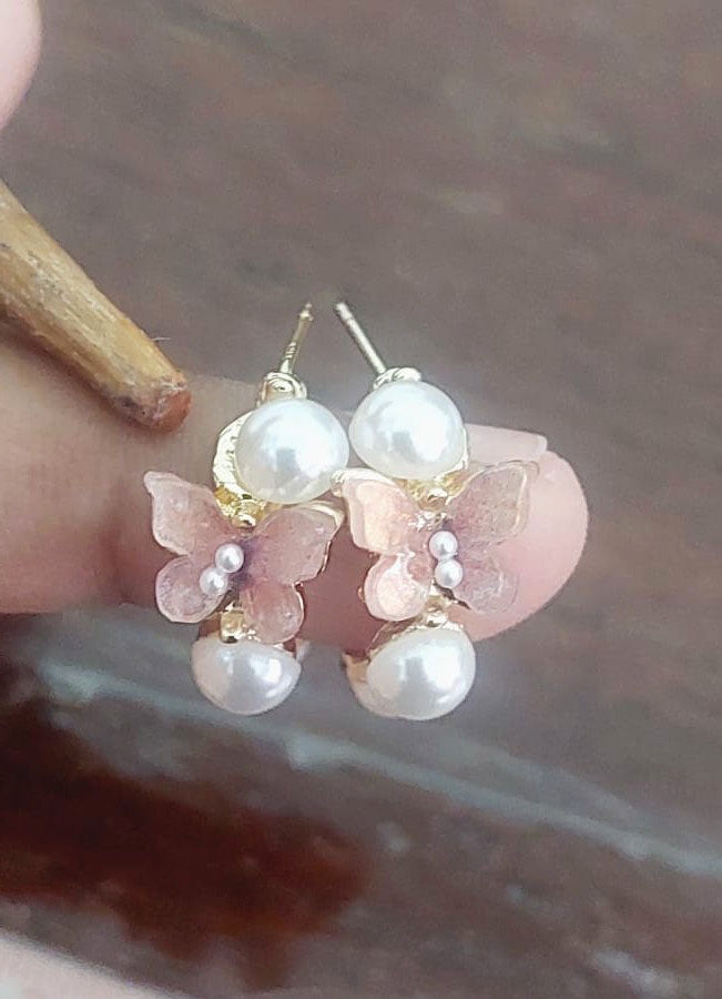 Earring Stud Sweet Butterfly Versatile Pearl HXEA1745