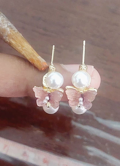 Earring Stud Sweet Butterfly Versatile Pearl HXEA1745