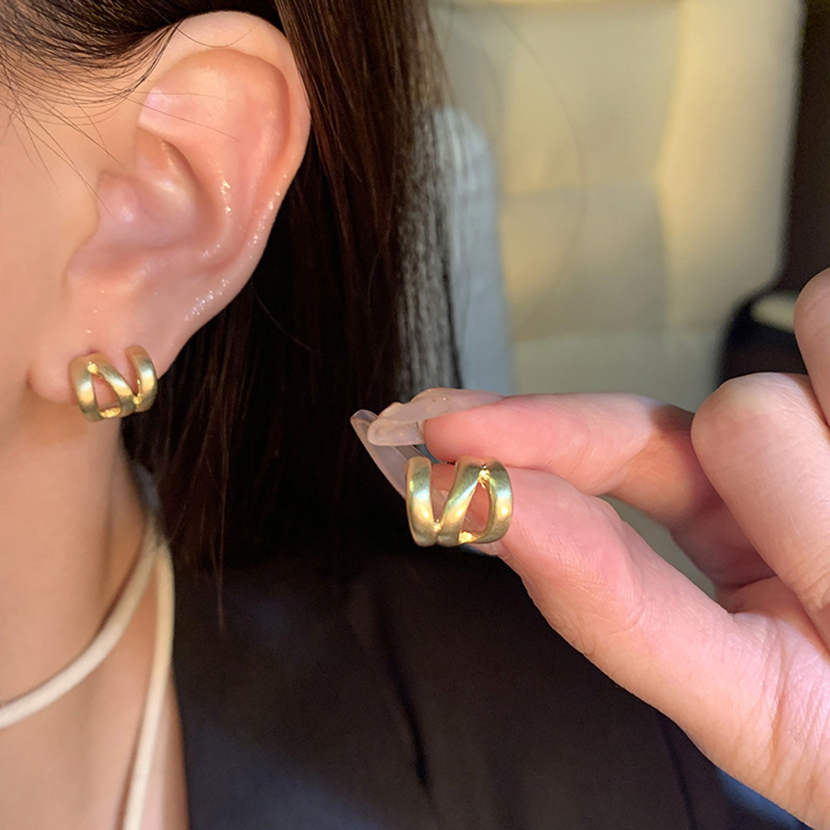 Earring Stud Unique Multi Layer HXEA1784