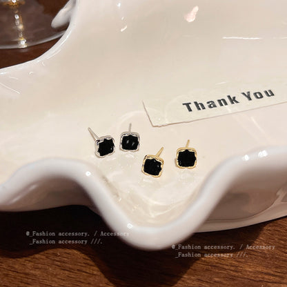 Earring Stud Simple Small Square Drip Glaze Geometric HXEA1789