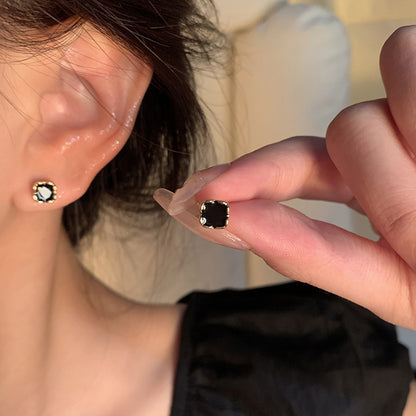 Earring Stud Simple Small Square Drip Glaze Geometric HXEA1789